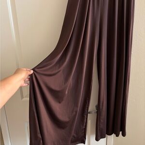 SHEIN Brown Wide Leg with Flowing Fabric